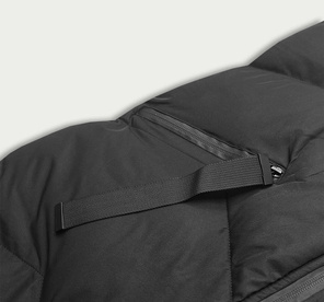 Czarny długi pikowany bezrękawnik z kapturem