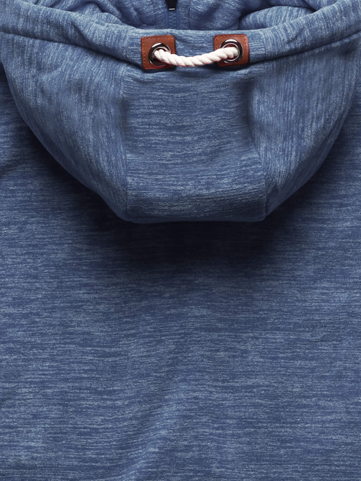 Granatowa melanżowa długa bluza damska z kapturem zapinana na suwak