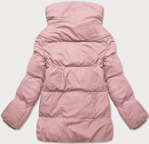 Różowa zimowa pikowana kurteczka z kołnierzem