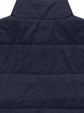 Granatowa damska przejściowa kurtka ze stójką z motywem w kratę