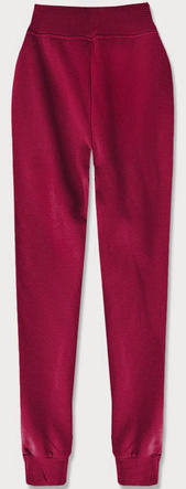 Bordowe damskie dresowe spodnie casualowe z kieszeniami i ściągaczem