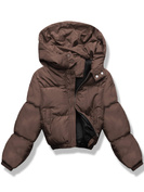 Czekoladowa genialna krótka damska kurtka puffer