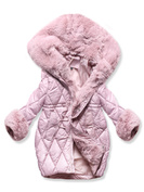 Różowa unikatowa damska kurtka zimowa z mega kołnierzem