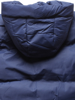 Granatowy pikowany bezrękawnik z kapturem