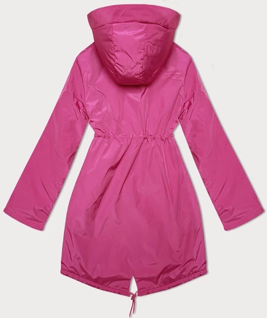 Różowa czaderska przejściowa kurtka parka damska z kapturem