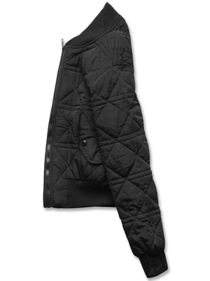 Czarna pikowana przejściowa kurtka z kapturem