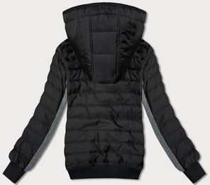 Czarna przejściowa sportowa pikowana kurtka z łączonych materiałów