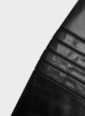 Czarna kurtka z eko skóry z ażurowymi wstawkami