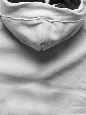 Jasnoszara długa bluza damska z dresowym kapturem i marszczeniami