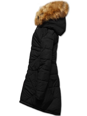 Czarna zimowa dwustronna pikowana kurtka płaszczyk parka 