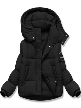 Damska kapitalna puffer kurtka damska z kapturem czarna netmoda