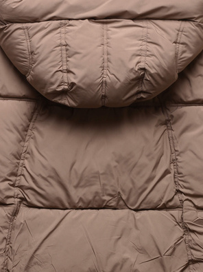 Beżowa damska oversizowa zimowa kurtka z kołnierzem netmoda