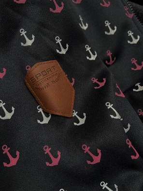 Czarna damska rozpinana długa bluza w kotwice