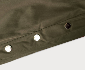 Oliwkowy zimowy płaszcz parka na futrze