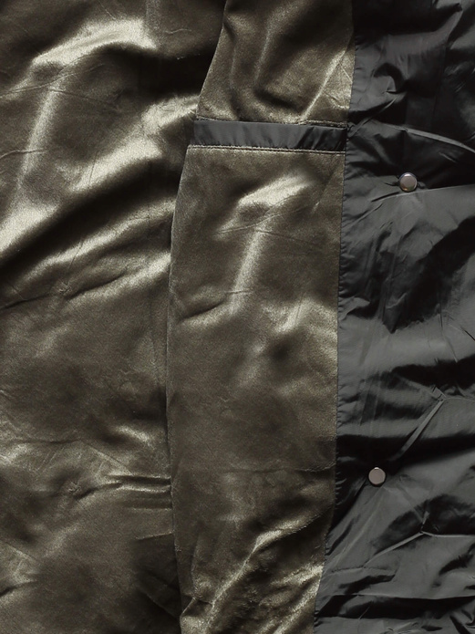 Ciemnozielona długa pikowana zimowa kurtka płaszczyk z kołnierzem