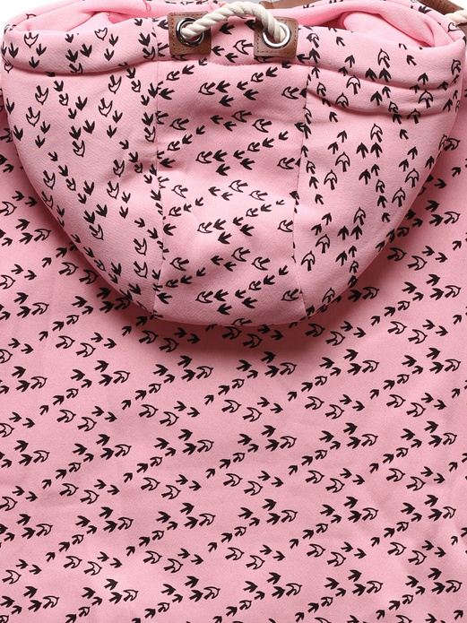 Różowa rozpinana bluza damska z kapturem w jaskółki