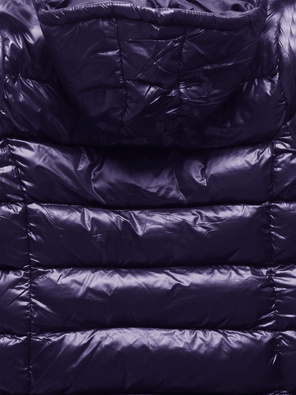 Fioletowa pikowana zimowa kurtka kaptur stójka