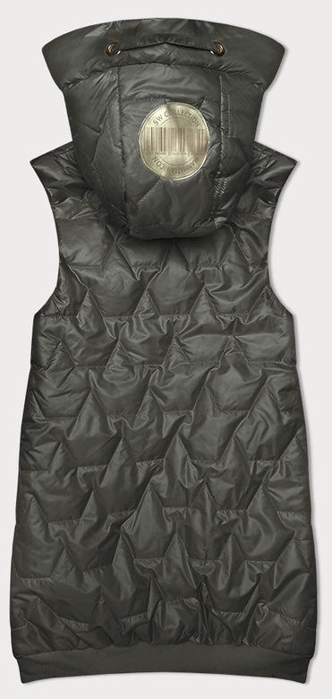 Khaki dwukolorowy czadowy bezrękawnik kamizelka damska z kapturem ściągacz