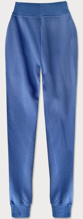 Niebieskie damskie dresowe spodnie casualowe z kieszeniami i ściągaczem