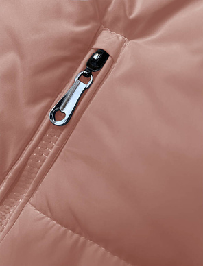 Brzoskwiniowy bezrękawnik kamizelka ze stójką z zdobną podszewką