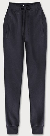 Ciemnogranatowe damskie dresowe spodnie casualowe z kieszeniami i ściągaczem