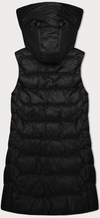 Czarny świetny damski bezrękawnik kamizelka z odpinanym kapturem PLUS SIZE