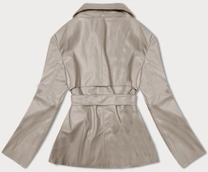 Cappuccino modny trencz eko skóra z paskiem