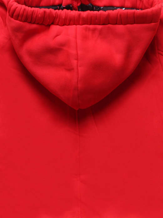 Czerwona rewelacyjna damska bluza typu long z kapturem