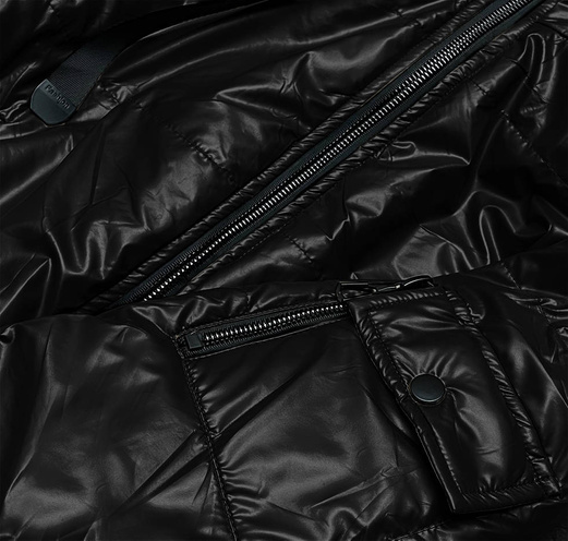 Czarna błyszcząca kurtka przejściowa na suwak