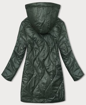 Zielona dwukolorowa wyszczuplająca przejściowa genialnie pikowana kurtka plus size