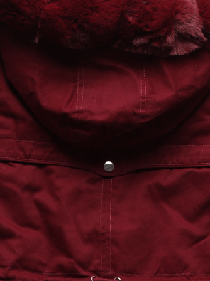Bawełniana parka z futrem bordowa (xw805x)