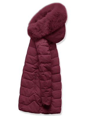 Bordowa fenomenalna zimowa kurtka z kapturem