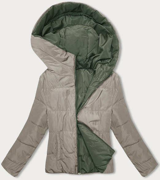 Khaki beżowa dwustronna kurtka z kapturem