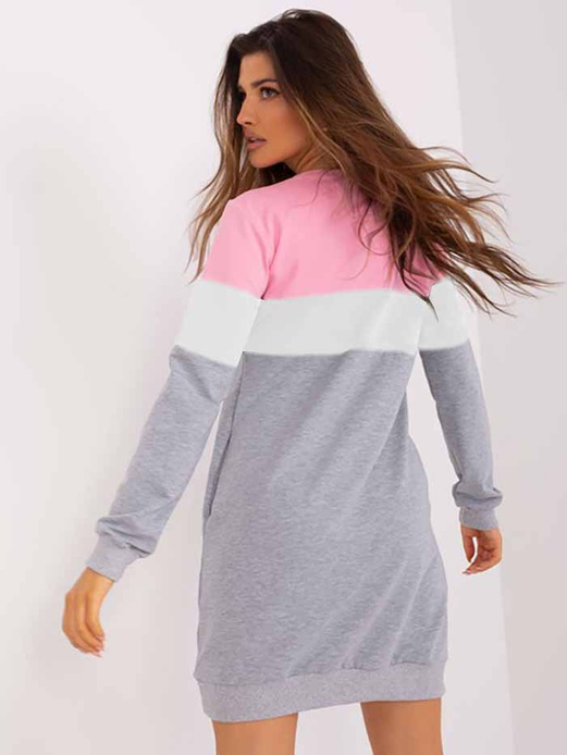 Różowo biała jasnoszara sportowa sukienka dresowa