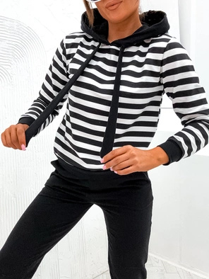 Czarny kapitalny dres damski w pasy