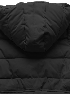 Czarny długi damski dwustronny płaszcz z kapturem