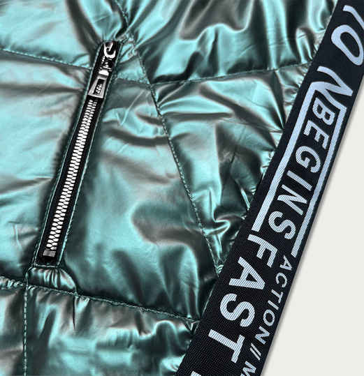 BEZRĘKAWNIK DAMSKI Z OZDOBNYMI TAŚMAMI ZIELONY (R8096-10)