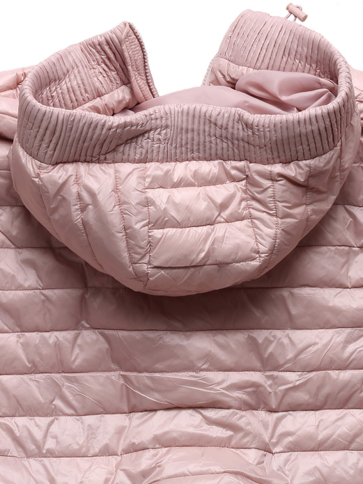 Różowa trapezowa pikowana unikalna kurtka z dzianinowymi rękawami