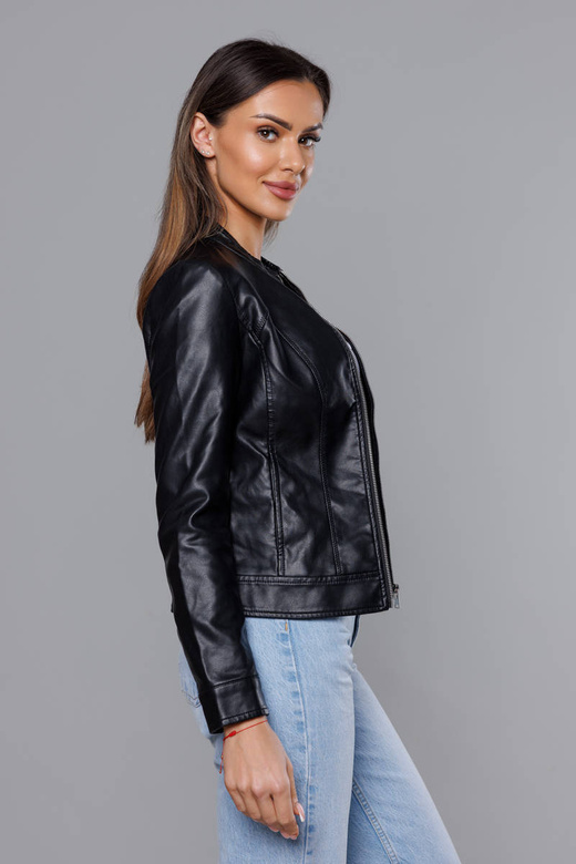 Czarna gładka kurtka ekoskóra ramoneska