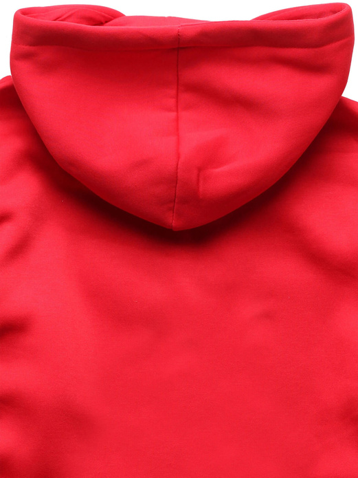 Czerwona długa sportowa bluza damska z lampasami i kapturem