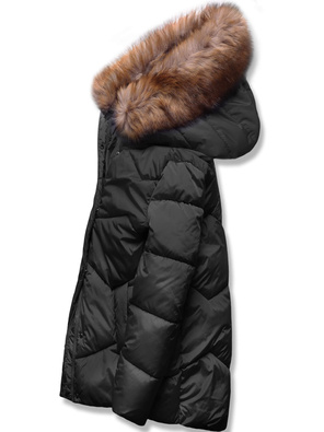 Czarna kurtka pikowana z kapturem