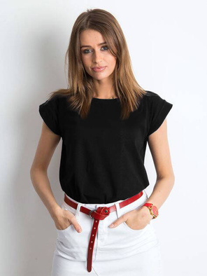 Czarny gładka bluzka basic top