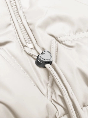 Ecru kapitalna przejściowa bomberka kurtka damska z kapturem 