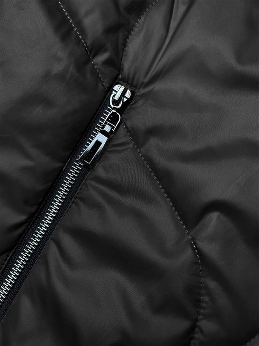 Czarna dwukolorowa wyszczuplająca przejściowa genialnie pikowana kurtka plus size