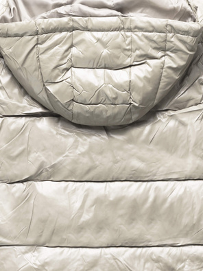 Beżowa damska długa pikowana kurtka z kapturem