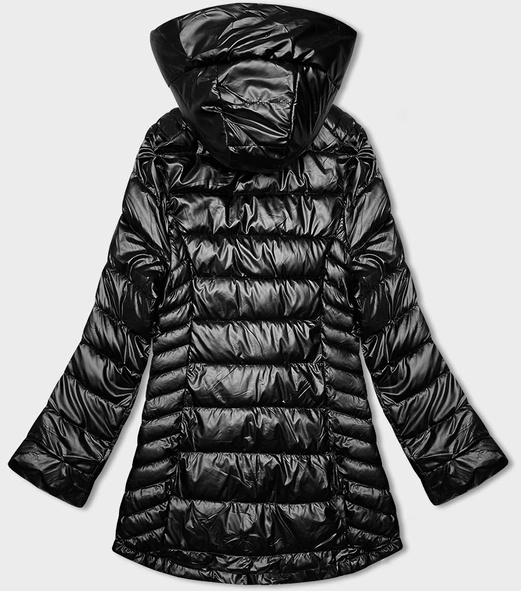 Czarna pikowana przejściowa kurtka damska geometryczne wzory plus size