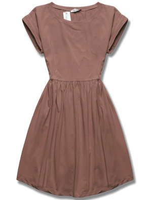 Brązowa plisowana, przewiewna, wygodna, twarzowa sukienka basic