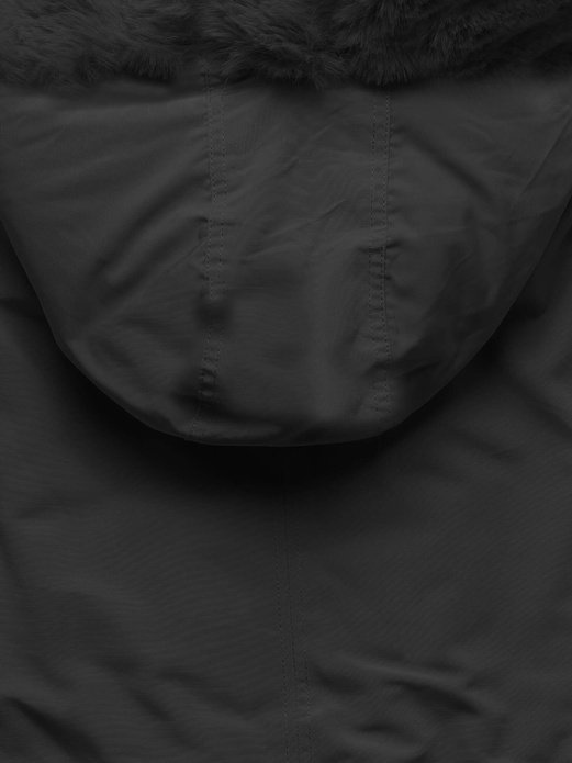 Czarna zimowa kurtka parka futerko