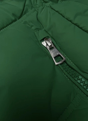 Zielony stylowy pikowany damski bezrękawnik kołnierz kaptur