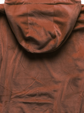 Brązowy welurowy gładki dres damski z kapturem